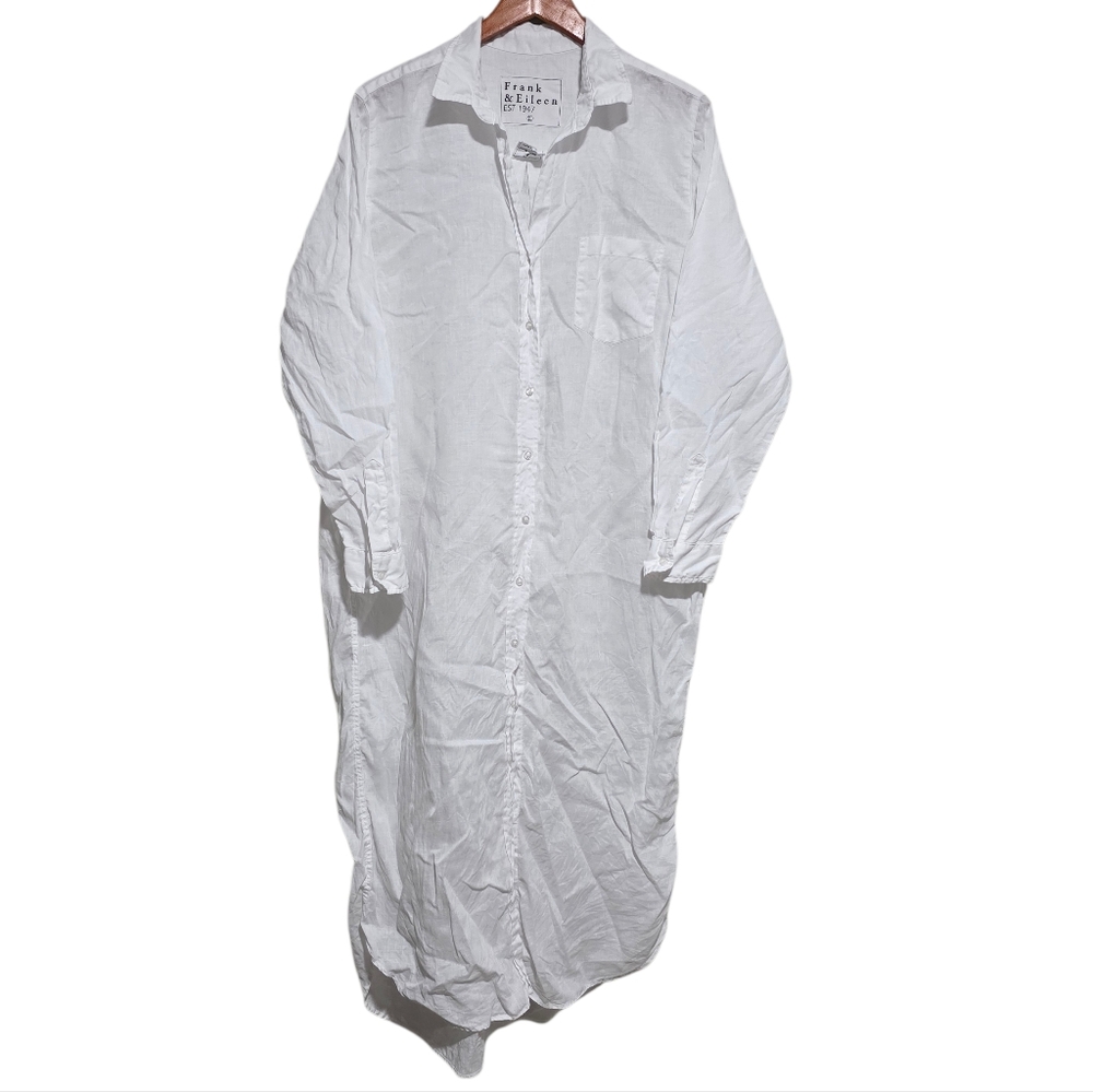 Frank & Eileen Rory Maxi Shirtdress in White Size Large - Picture 2 of 4